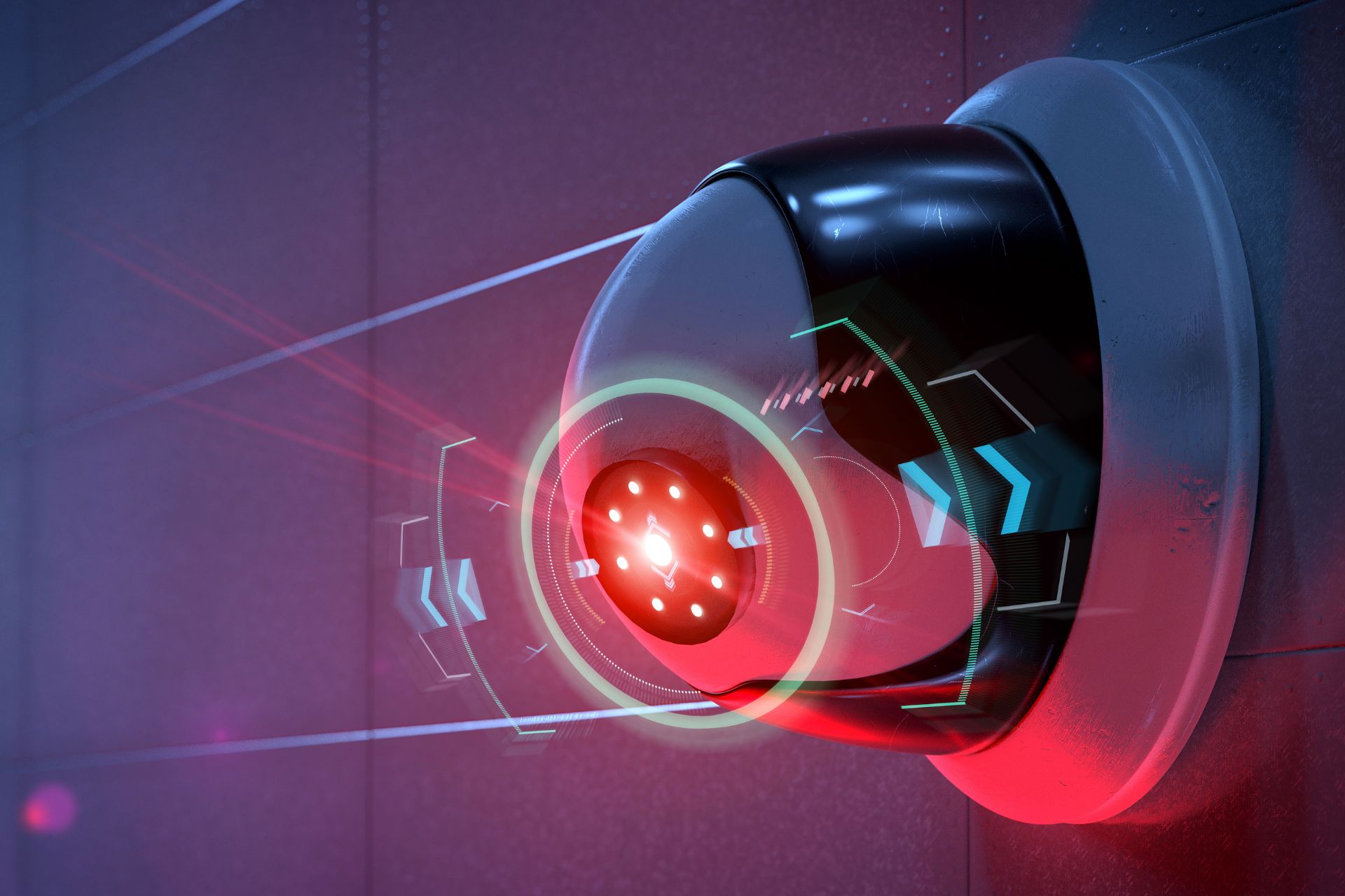 Modern infrared CCTV camera with motion detection interface, showcasing High Risk Protection's cutting-edge security technology in action.